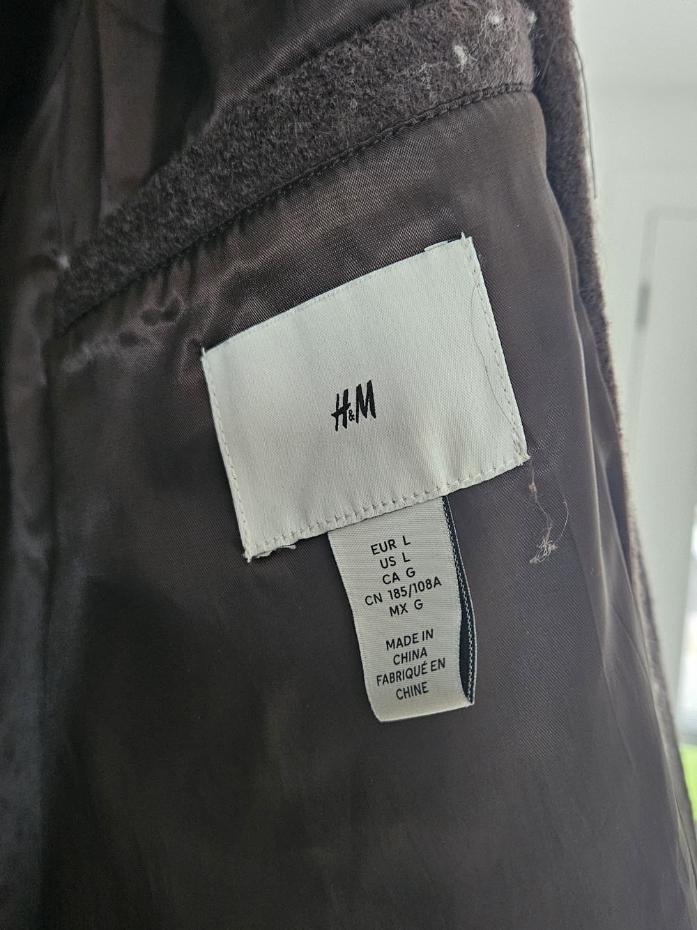 H&M Dark Brown Wool-Blend Car Coat Sz Large Oversized - Picture 5 of 6